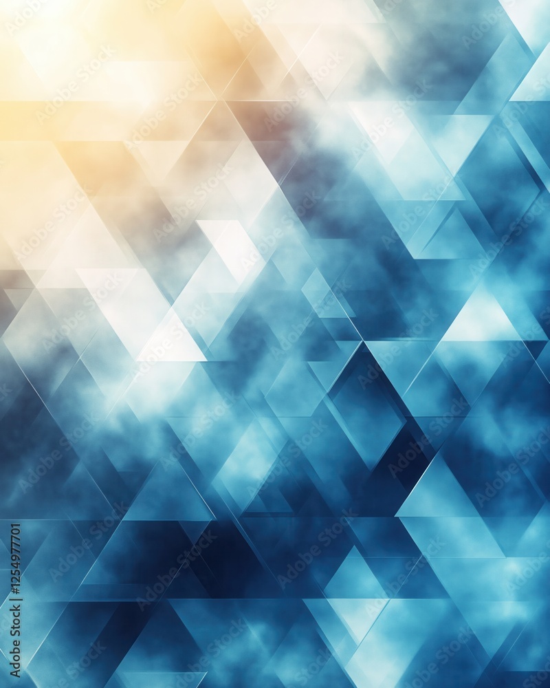 Obraz premium Abstract Geometric Design with Light and Shadow in Blue and Gold Tones