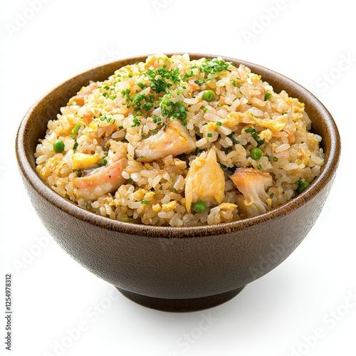 Mouthwatering Yakimeshi Dish  a Signature Japanese Culinary Delight Served in a Ceramic Bowl photo
