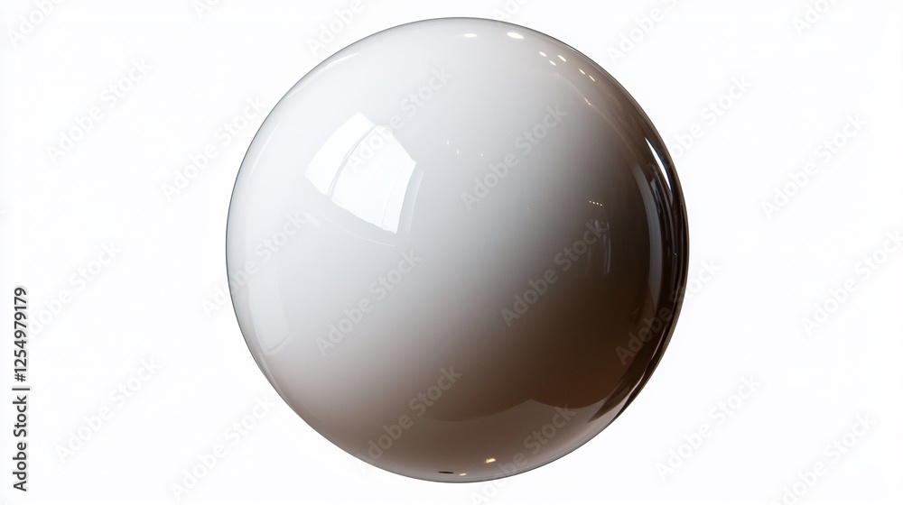 Glossy White Sphere Reflecting Light on a Smooth Surface in a Studio Setting Glossy White Sphere Reflecting Light on a Smooth Surface in a Studio Setting