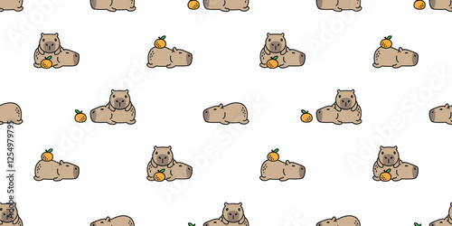 capybara seamless pattern sleeping vector pet sleep cartoon doodle orange south america animal gift wrapping paper tile background repeat wallpaper illustration scarf isolated design