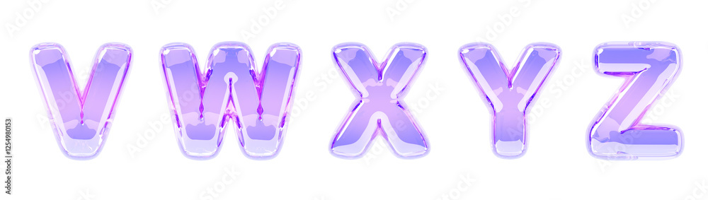 3d glass holographic font letters v, w, x, y, z. English alphabet of liquid transparent bubbles. Iridescent glossy text balloons with gradient texture, isolated realistic render set. 3D illustration 3d glass holographic font letters v, w, x, y, z. English alphabet of liquid transparent bubbles. Iridescent glossy text balloons with gradient texture, isolated realistic render set. 3D illustration