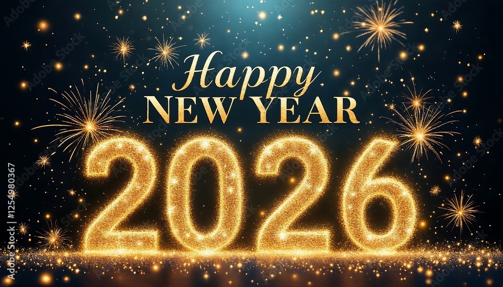 Happy New Year 2026! Sparkling Celebration with Fireworks Happy New Year 2026! Sparkling Celebration with Fireworks