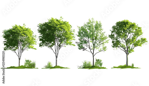 Serene green trees environmental illustration clipart transparent background png, nature design, eco-friendly tree, forest clip art, sustainable environment