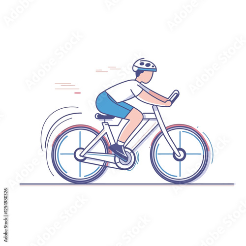 Fitness Activities Cycling Vector Illustration, Healthy Lifestyle Concept with Cyclist in Motion, Exercise and Outdoor Sports