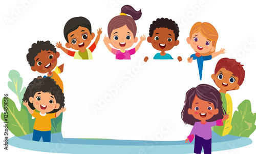 children with a blank sign