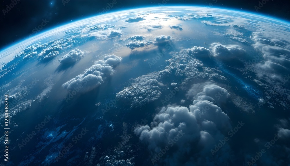 Fototapeta premium Cinematic shot of planet earth globe clouds and space background 8K resolution
