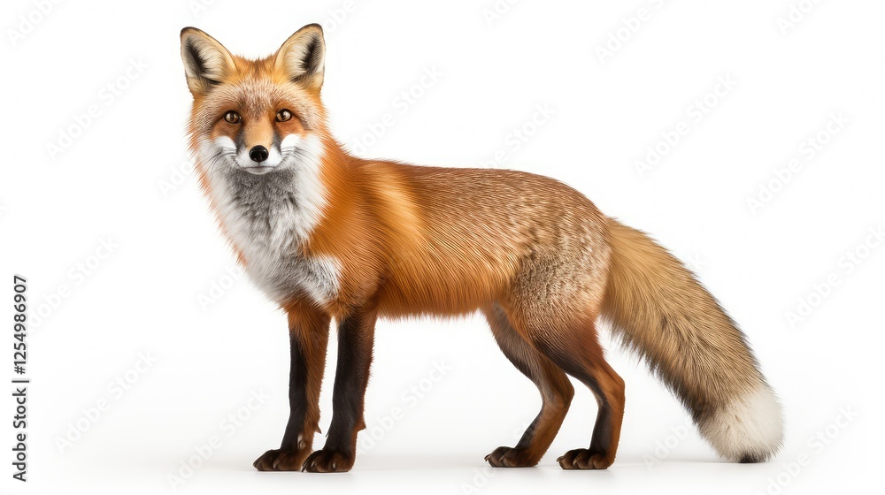 Fototapeta premium fur fox white background