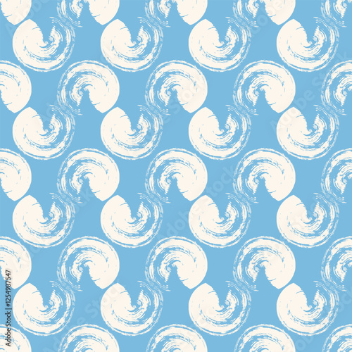 Art & IllustrationSeamless pattern featuring hand-drawn doodle swirls created with ink brush strokes on a light blue background, perfect for textile, wallpaper, and decorative designs.