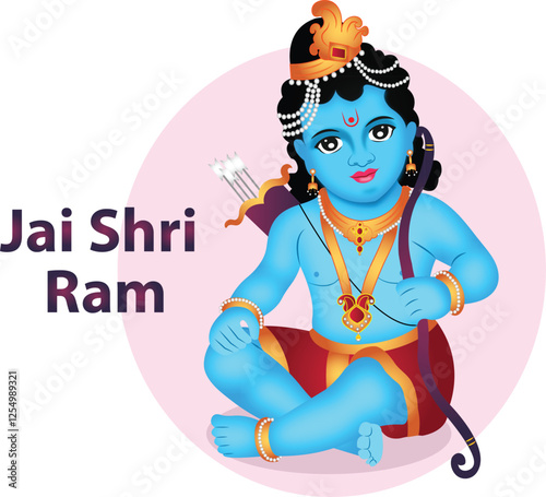 Shree Ram Navami Vector. Beautiful Childhood Illustration Of Lord Rama (Royalty Free)