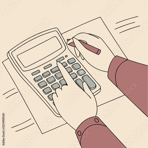 Business and Finance with Hands Holding Calculator