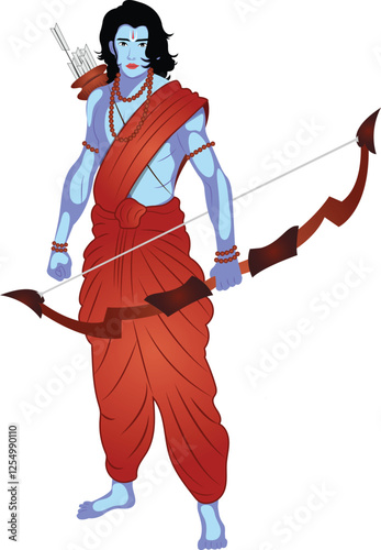 Warrior Lord Rama Character Vector Illustration