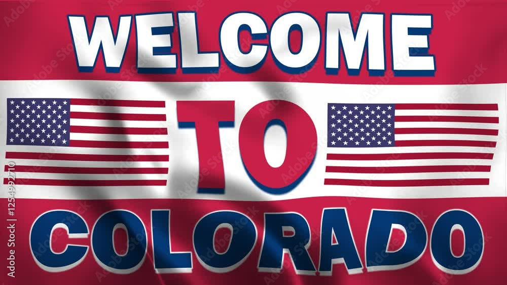 Welcome to Colorado USA Animated waving text on a silky Flag