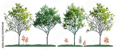 Tree form vector illustration, landscape trees outdoor, nature collection, garden landscape, outdoor trees decor, nature design, landscape decor, trees for landscape