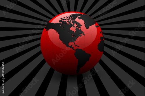 Abstract business background, dark gray with red earth globe.