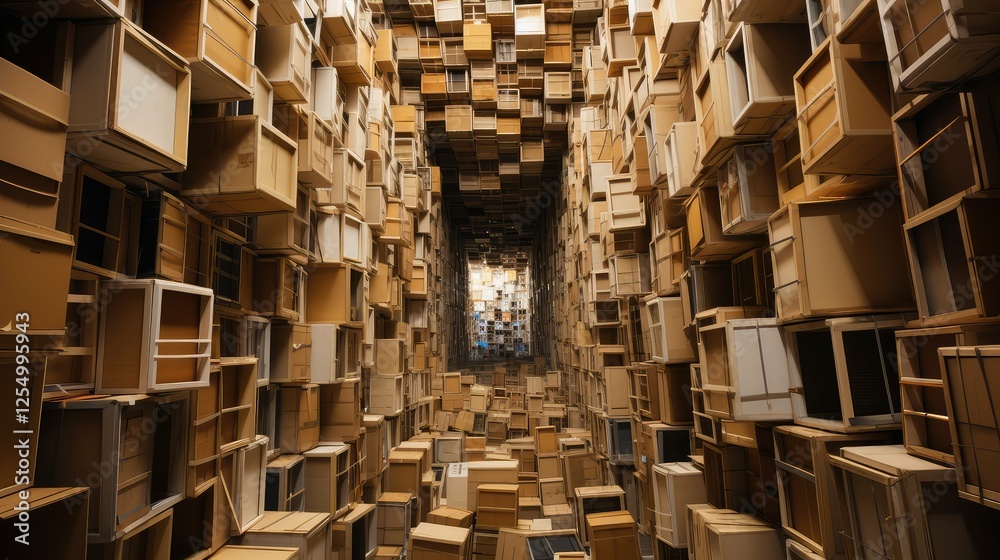 Fototapeta premium rows boxes piled