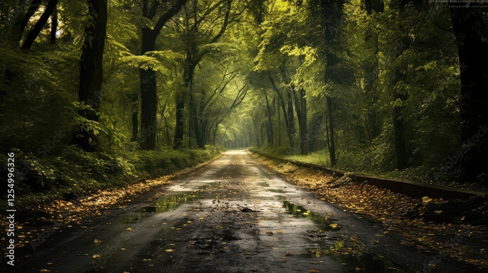 Fototapeta premium trees abandoned road