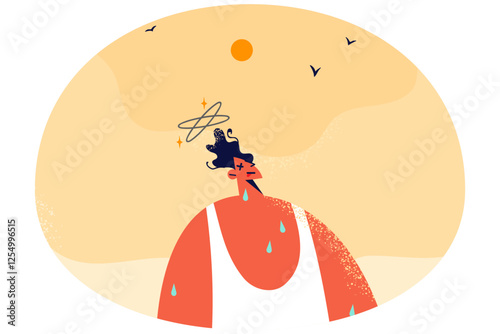 Unhealthy man suffer from heatstroke