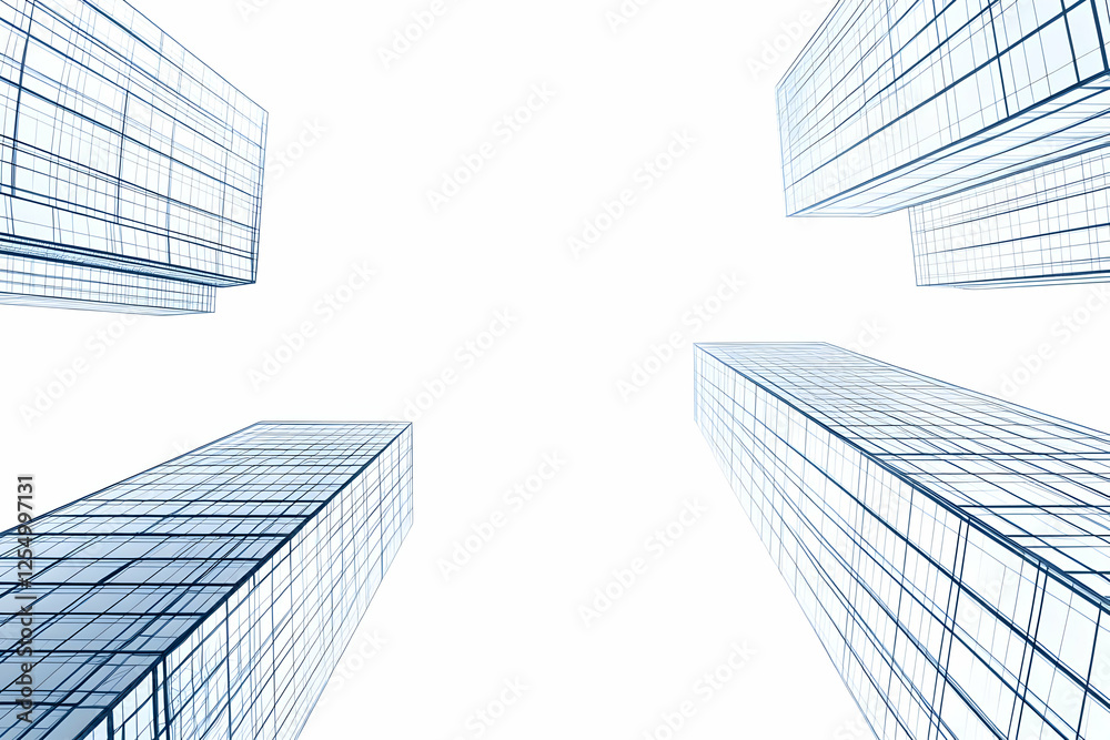 Fototapeta premium Modern Glass Skyscrapers Illustration