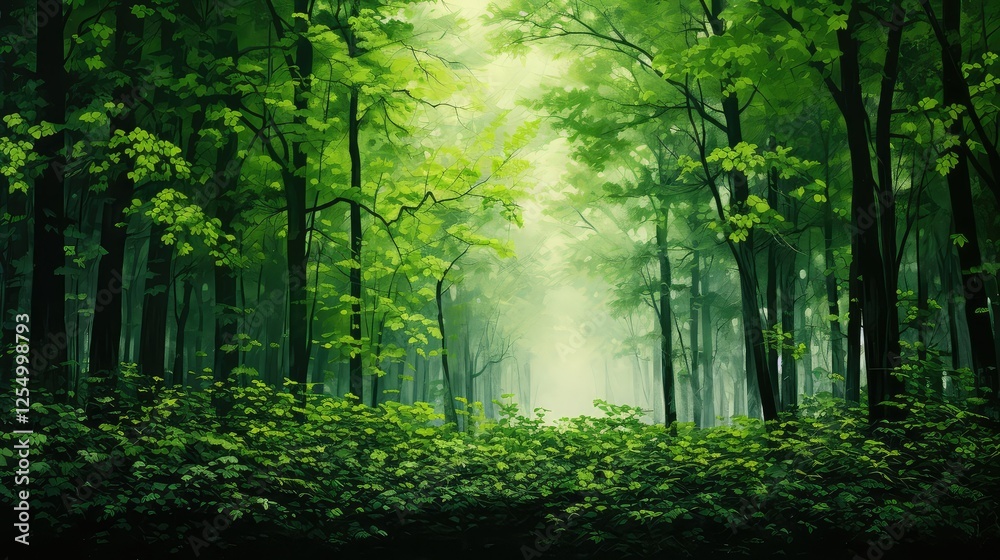 Obraz premium shades green tree leaves