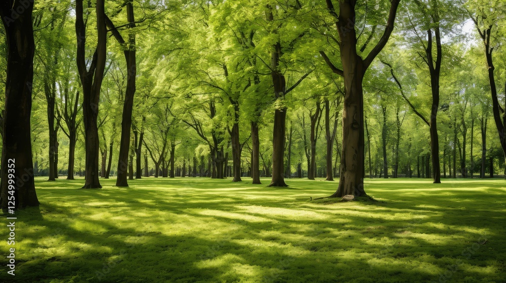 Naklejka premium ery green grass and trees