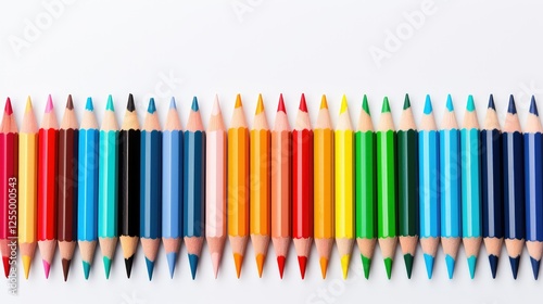 display colored pencils on white