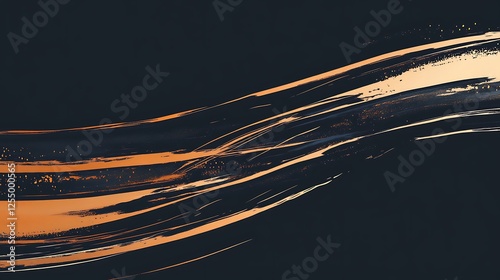 Abstract dark background with flowing gold lines photo