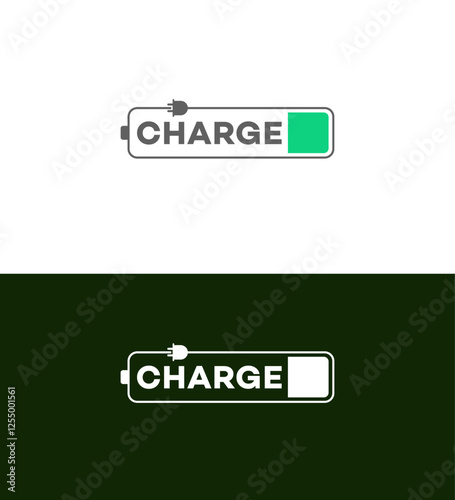 Battery Charging Icon Design Full, Empty, Power Plug