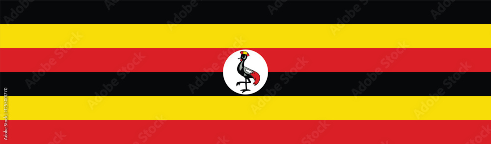 Uganda flag long banner digital vector illustration