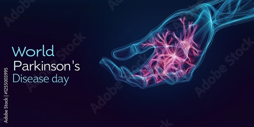 World parkinson's disease day concept with neurons in human hand illustration