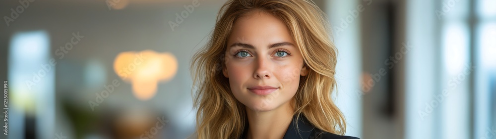 A confident businesswoman in a black suit, holding a tablet and standing in a modern office environment, looking focused and professional A confident businesswoman in a black suit, holding a tablet and standing in a modern office environment, looking focused and professional