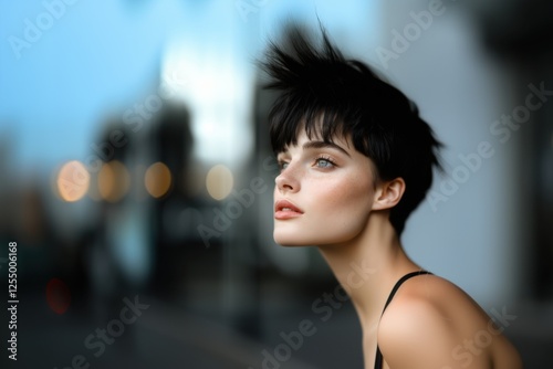 Portrait of a stylish young woman with striking makeup and hairstyle in urban light Free Download Portrait of a stylish young woman with striking makeup and hairstyle in urban light - GFXLoad
