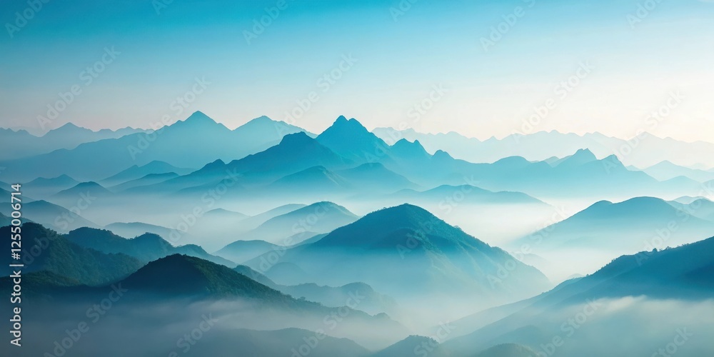 Serene Misty Mountain Ranges at Dawn A Breathtaking Panorama of Nature's Tranquility Serene Misty Mountain Ranges at Dawn A Breathtaking Panorama of Nature's Tranquility