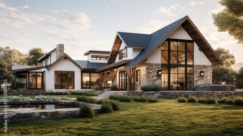 stone modern farmhouse house