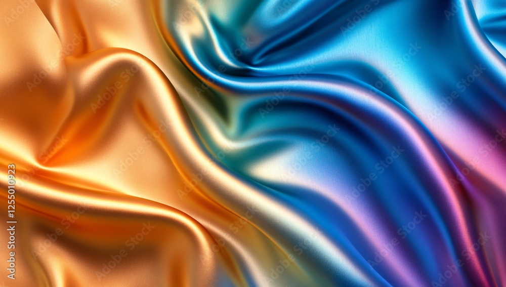 Fototapeta premium Abstract colorful wavy background with shiny iridescent liquid texture