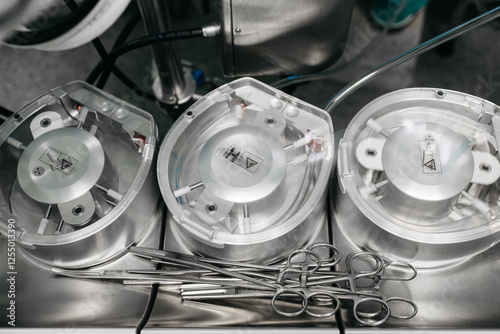 Blood circulation machine in the operating room used during heart surgery. Concept: innovative medical technologies ensuring life support and successful heart surgeries.