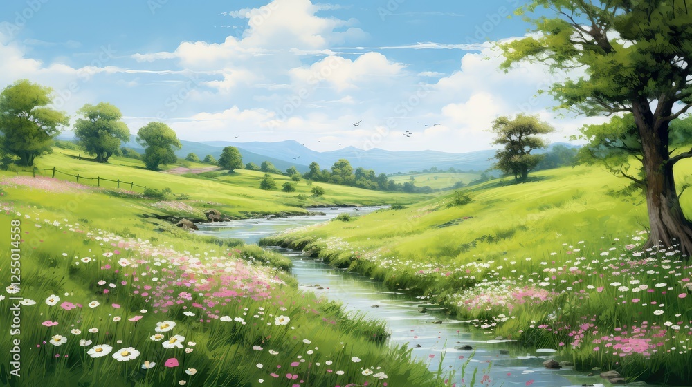 Naklejka premium stream spring footer