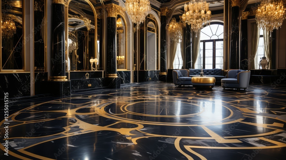 Obraz premium entrance marble black and gold