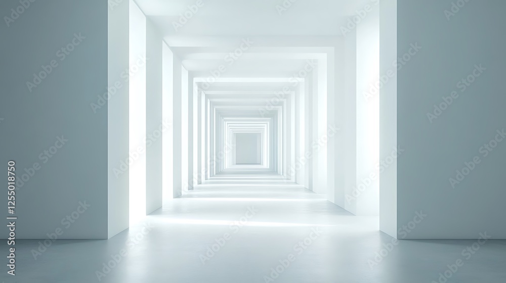 Infinite white corridor, architectural design, light perspective, background minimalism, website banner Infinite white corridor, architectural design, light perspective, background minimalism, website banner