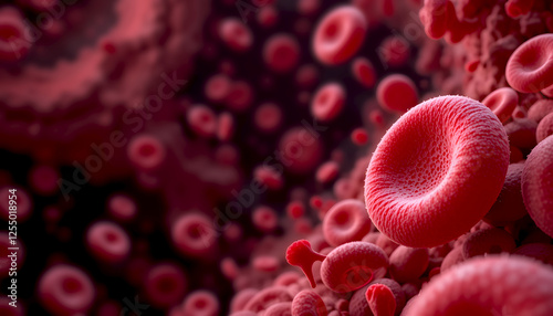 High-Resolution Close-Up of Red Blood Cells in Various Orientations for Scientific Studies photo