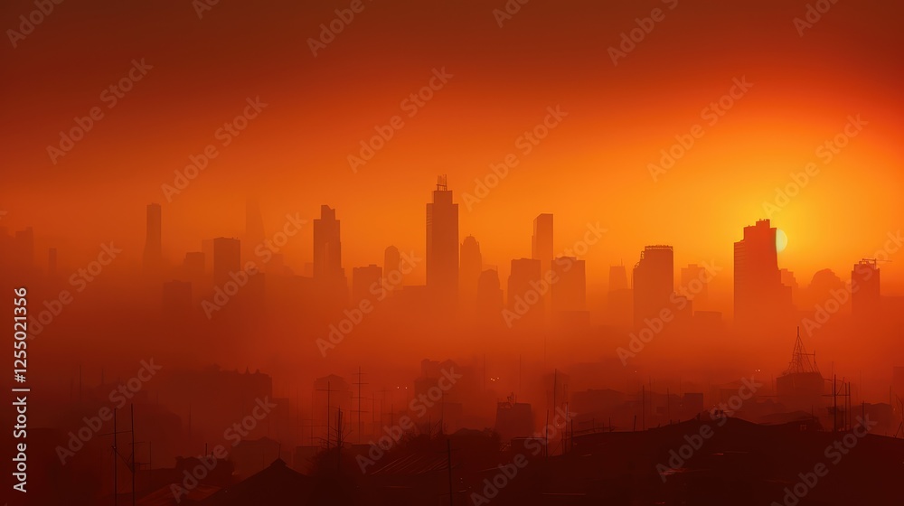 Fototapeta premium cityscape orange mist