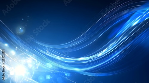 Abstract Blue Swirling Light Waves Background Design