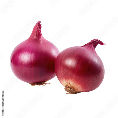 red onions isolated on transparent white background, clipping path