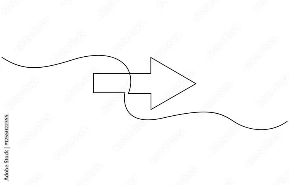 Obraz premium Black arrow icon line continuous drawing vector, Single line cursor arrow icon. Background of drawing one line on a white background.