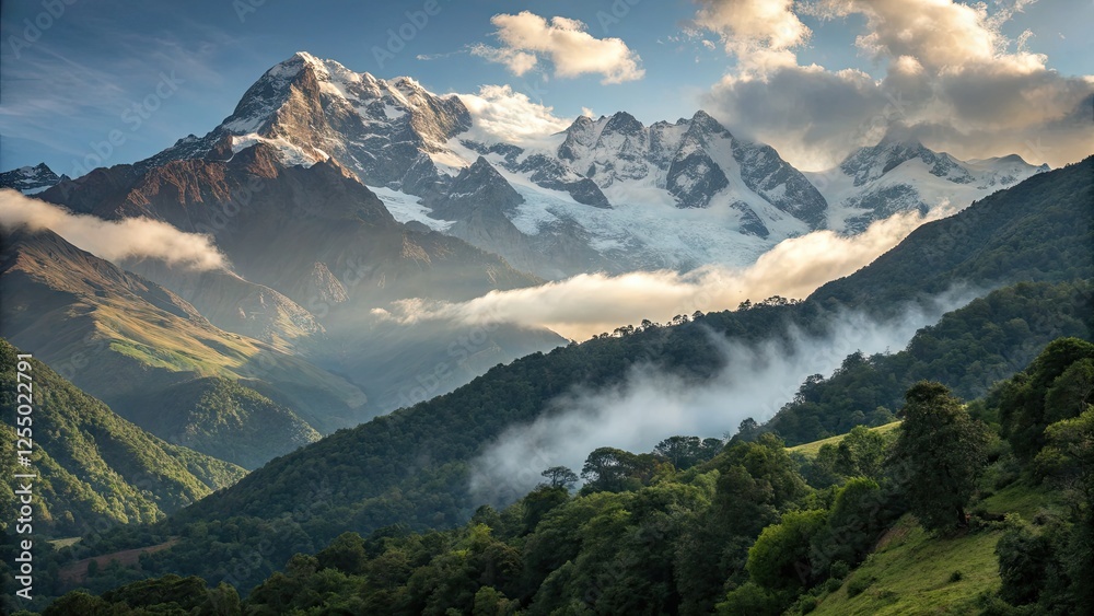 Obraz premium Majestic Sierra Nevada & Santa Marta peaks: Colombian landscape photography's double exposure masterpiece.
