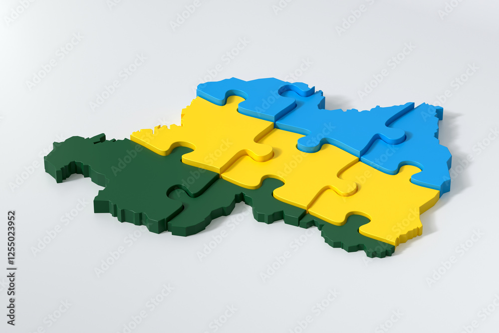 Obraz premium Rwanda map puzzle illustrating cooperation and unity