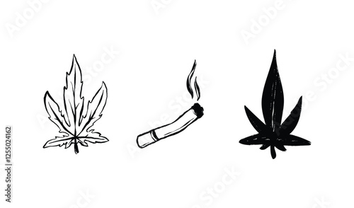 Cannabis Leaf Joint Smoking Marijuana Illustration