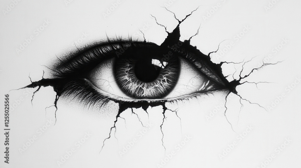 Obraz premium Eye emerging cracked wall