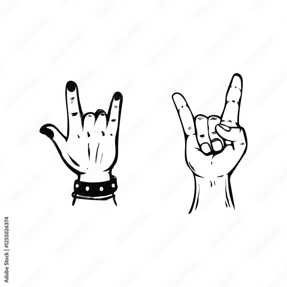 Two Hands Showing Rock And Roll Hand Gestures Two Hands Showing Rock And Roll Hand Gestures