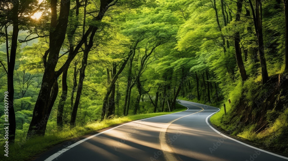 Obraz premium forest road journey