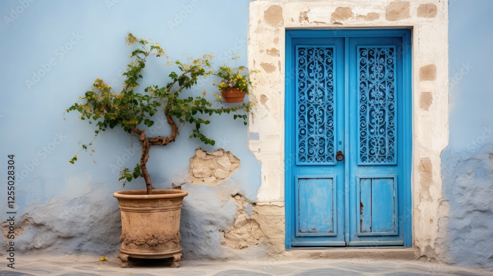 Fototapeta premium traditional blue open door